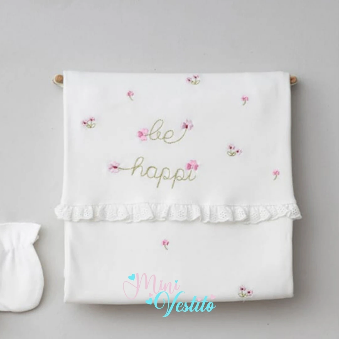 “Be Happy Çiçek Nakışlı 10 Parça Hastane Çıkışı Seti” 🌼✨