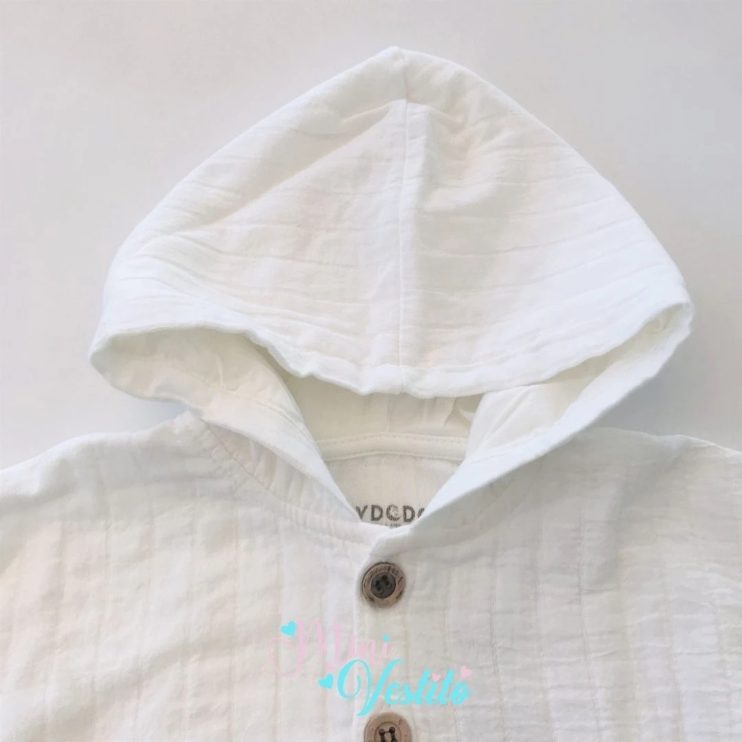 Conroy Kapuşonlu Önü Düğmeli Tetra Muslin Hırka