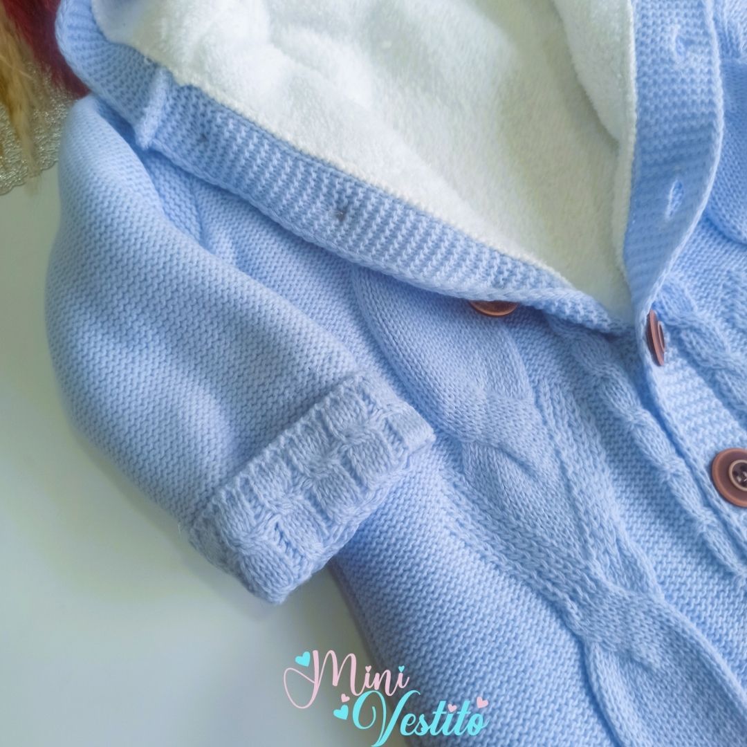 Zincir Desenli Büyük Düğmeli İçi Peluşlu Triko Tulum