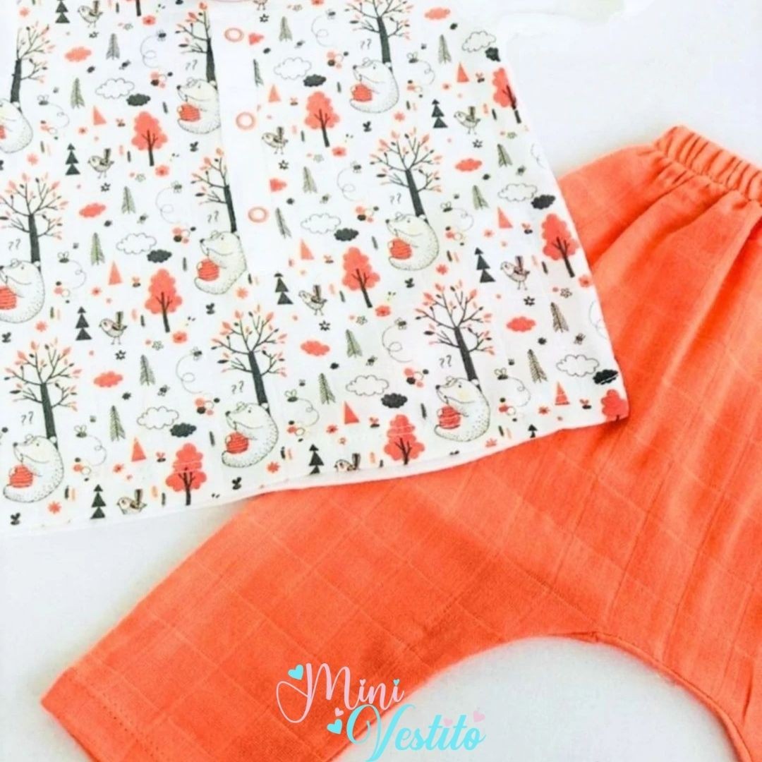 Ağaç Desenli Organic Muslin Takım