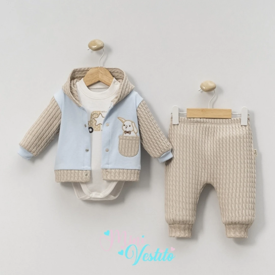 Mateo Yıldız Desenli Çıtçıtlı BadyLi 3 Lü Takım