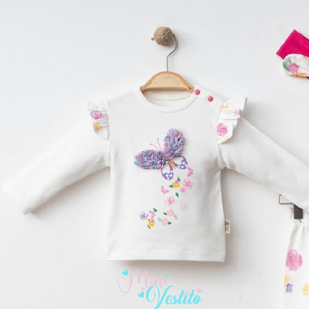 Butterfly Çiçek Ve Kelebek Desenli Bandanalı Takım
