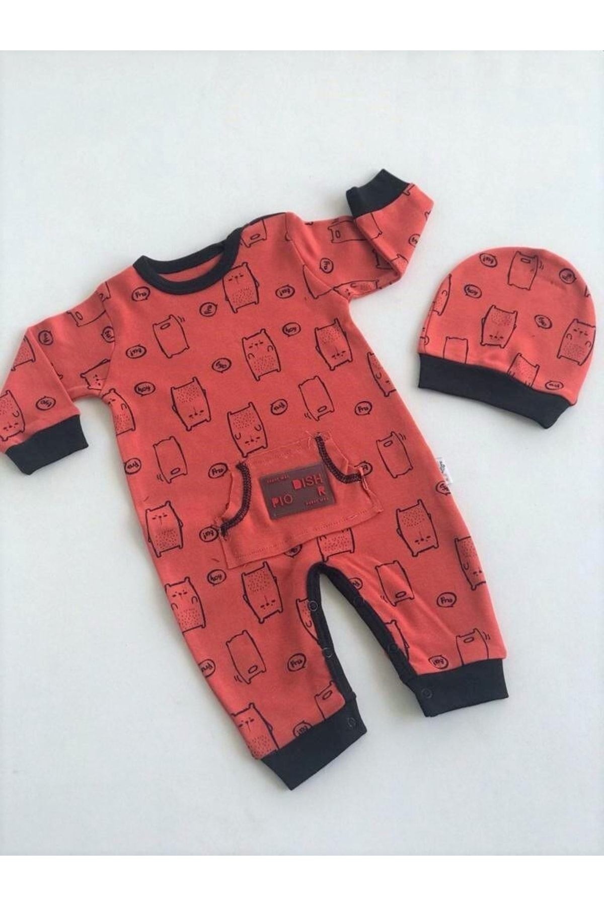 Avent Man Baykuş Desenli Şapkalı Tulum