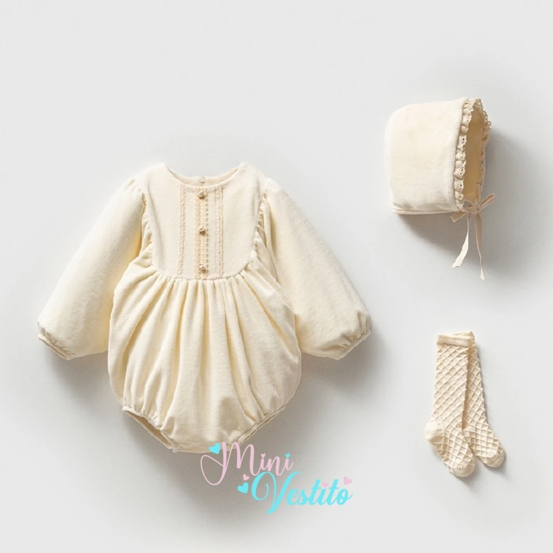 🌹“Velvet Rose 3 Parça Romper Bebek Seti”