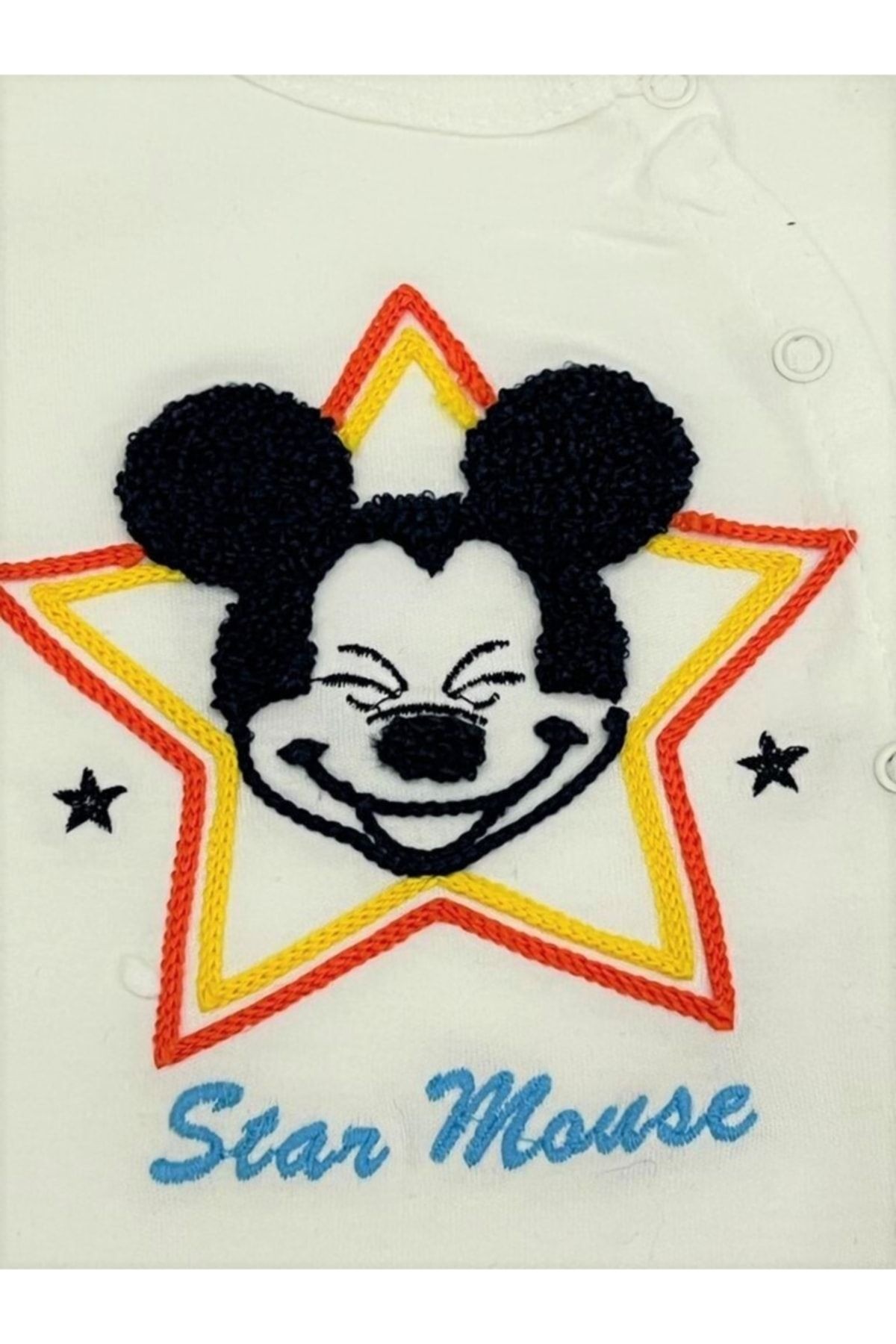 Baby Boss Star Mouse Nakışlı Gizli Eldivenli Önden Çıtçıtlı Ikili Takım Lacivert