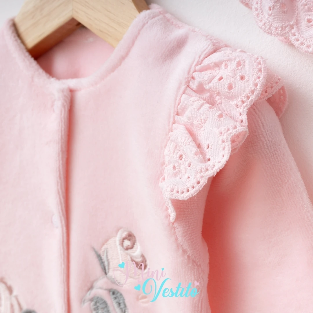 Fırfırella Lora Şapkalı Battaniyeli % 100 Pamuk Kadife 5 Li Set