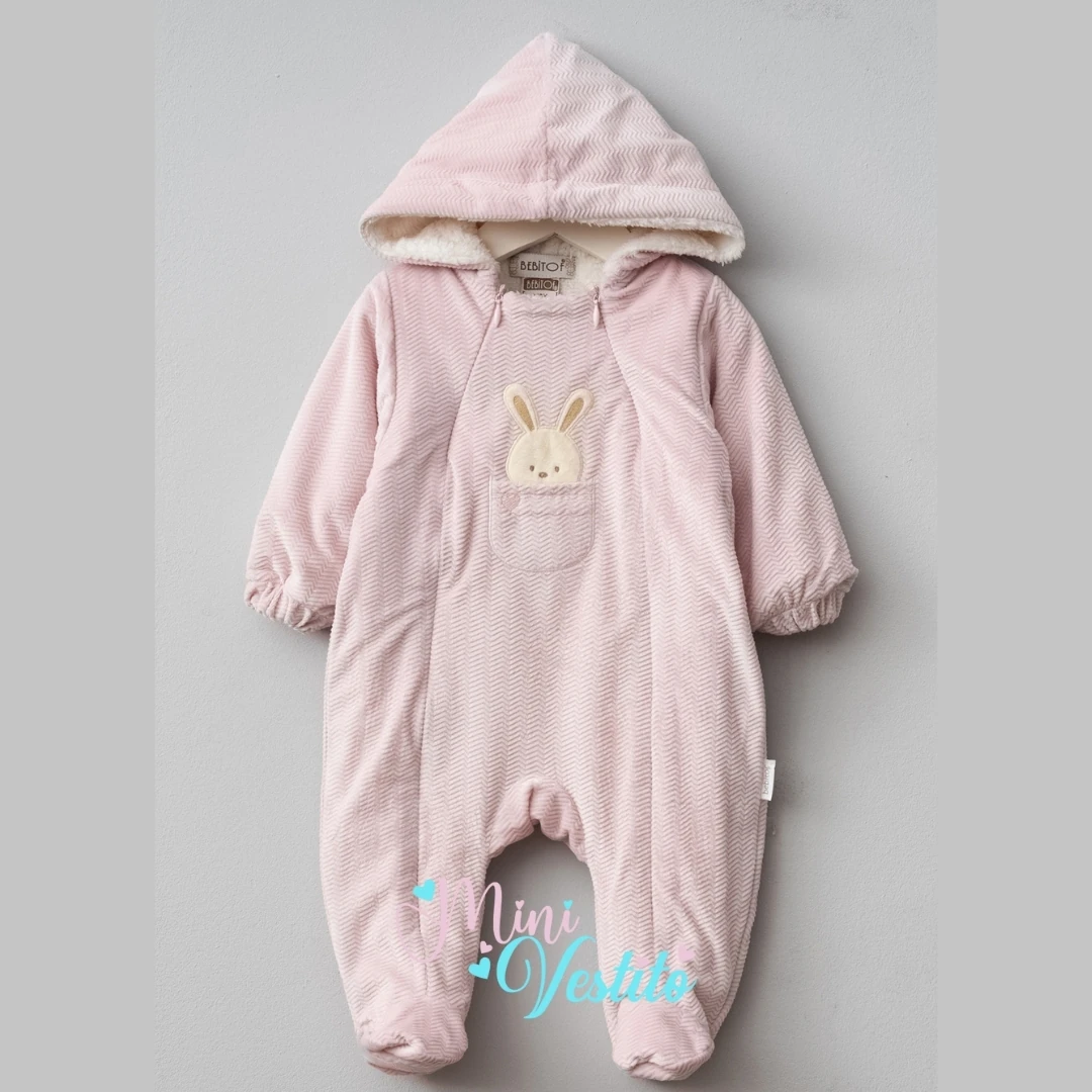 Cepteki Tavşan Desenli Fermuarlı Kapüşonlu Kozmonot