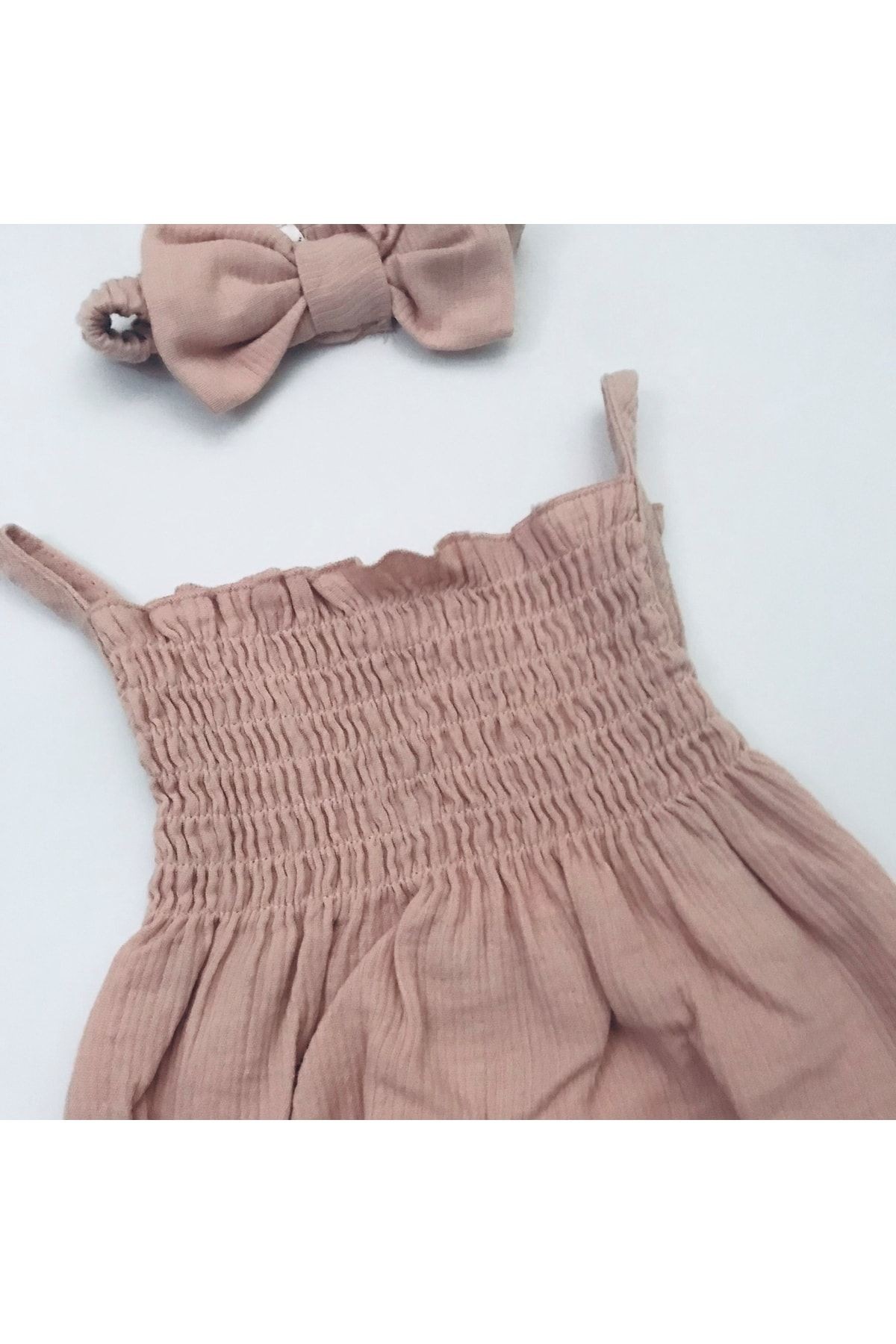 Rose Bandanalı Fitilli Muslin Ip Askılı Çıtçıtlı Elbise
