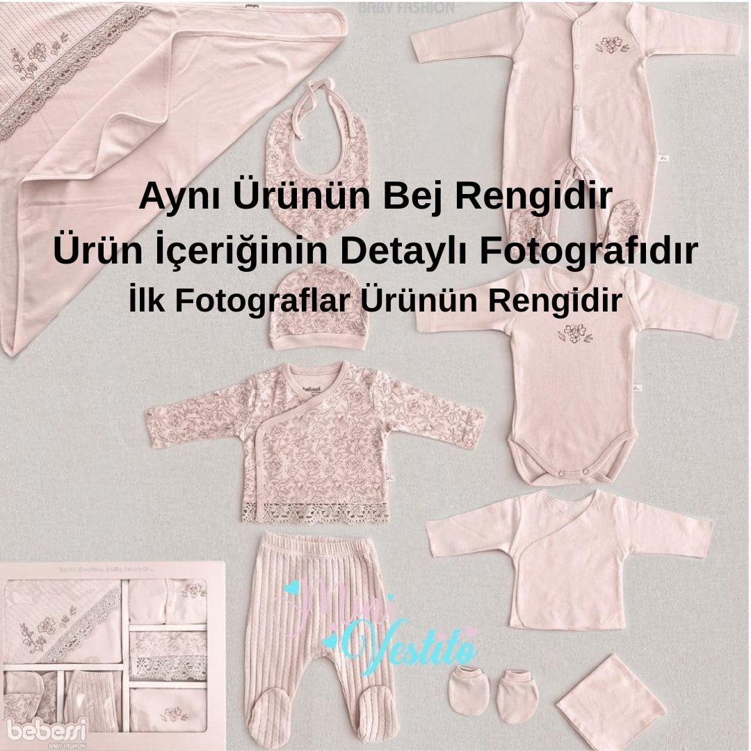 “Bej Çiçek 10 Parça Yeni Doğan Seti” 🌸