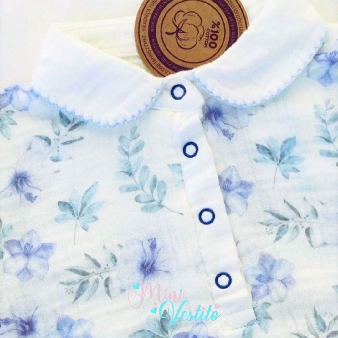 Çiçek Desenli Organic Muslin Etek Görünümlü Şort Çıtçıtlı Takım