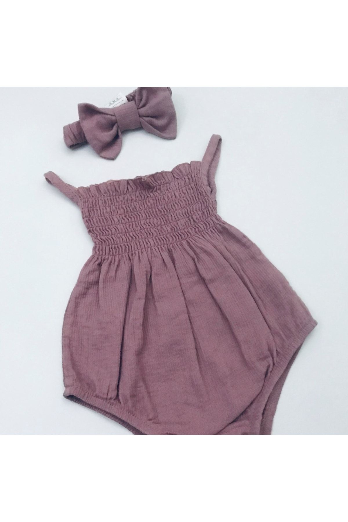Rose Bandanalı Fitilli Muslin Ip Askılı Çıtçıtlı Elbise