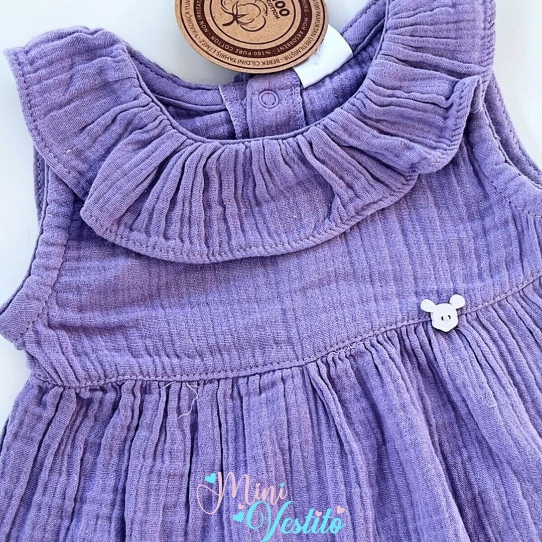 Yakası Fırfırlı Bandanalı Organic Muslin Tulum