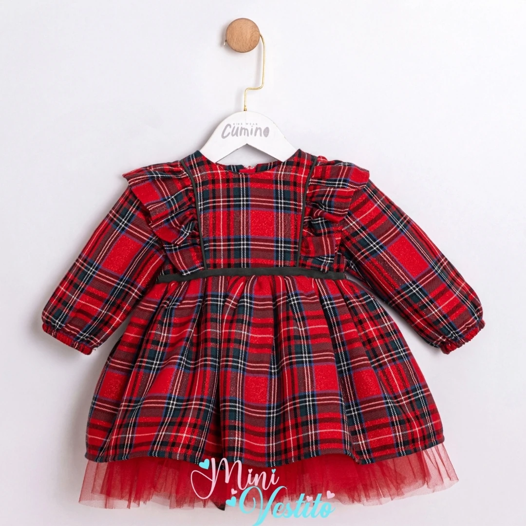 Yılbaşı Desenli Tüllü Arkası Fiyonklu Elbise⚡⚡