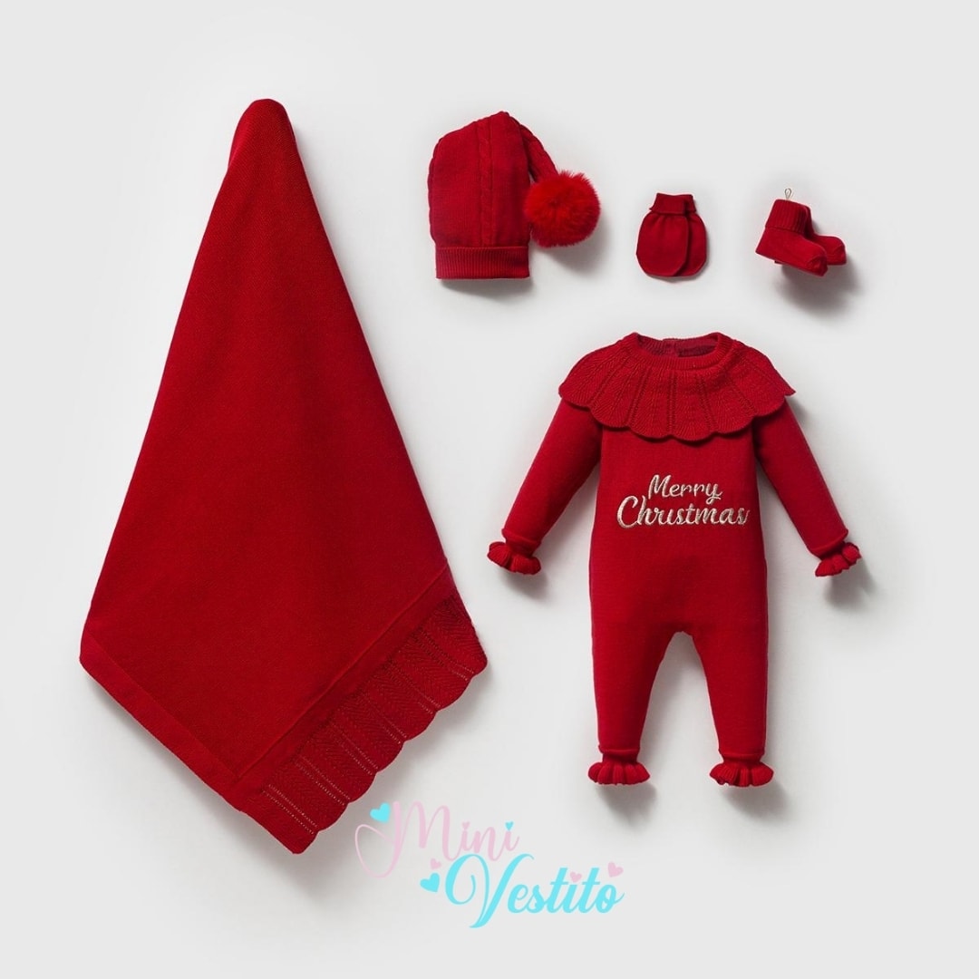 Merry Christmas Pon Pon Şapkalı % 100 Organik Pamuk Triko 5 Li Set