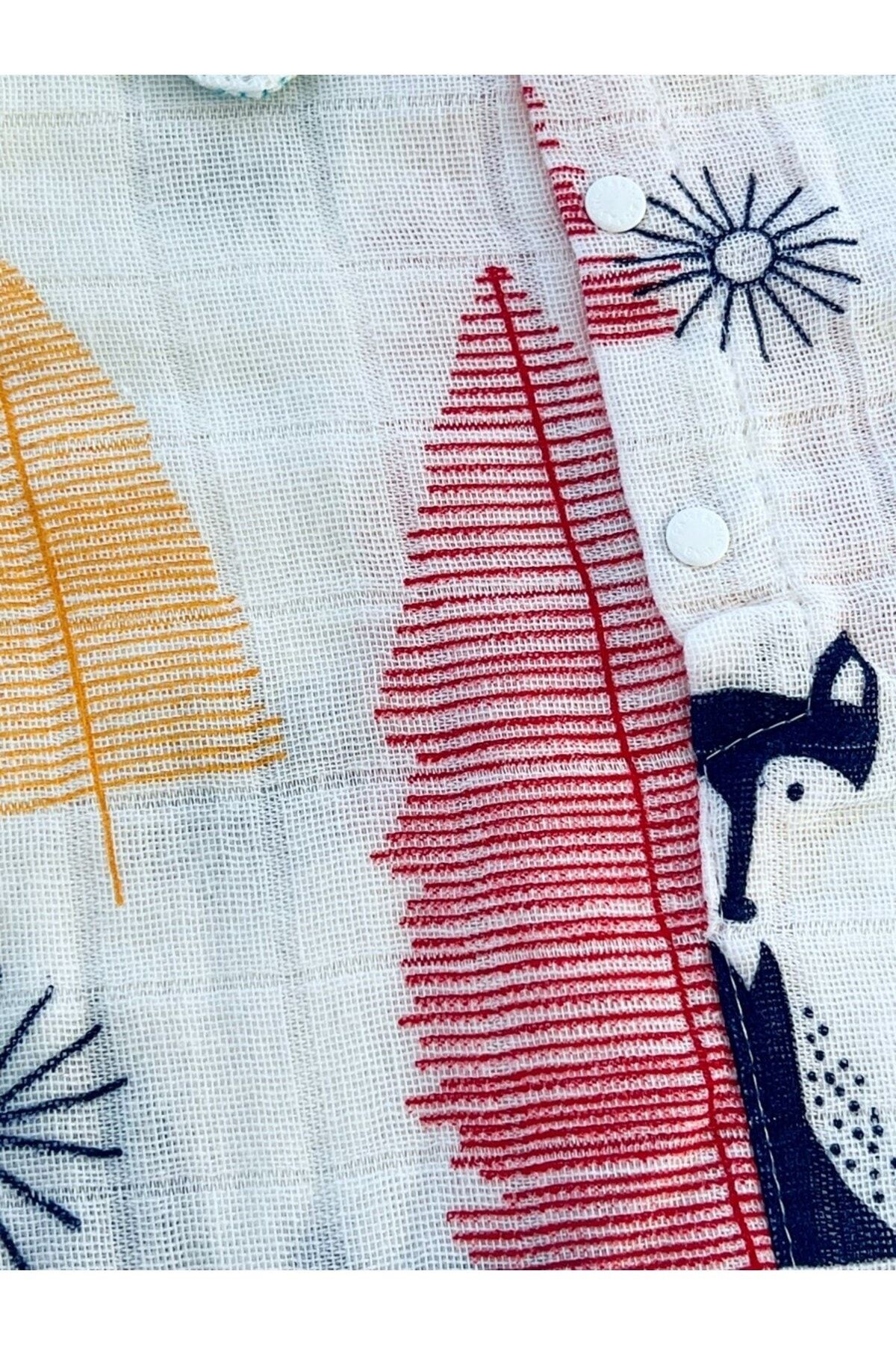 Ağaç Desenli Organic Muslin Barbatoz Tulum