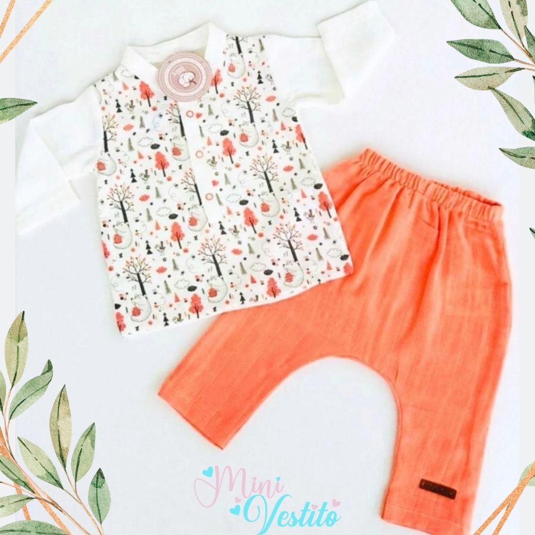 Ağaç Desenli Organic Muslin Takım