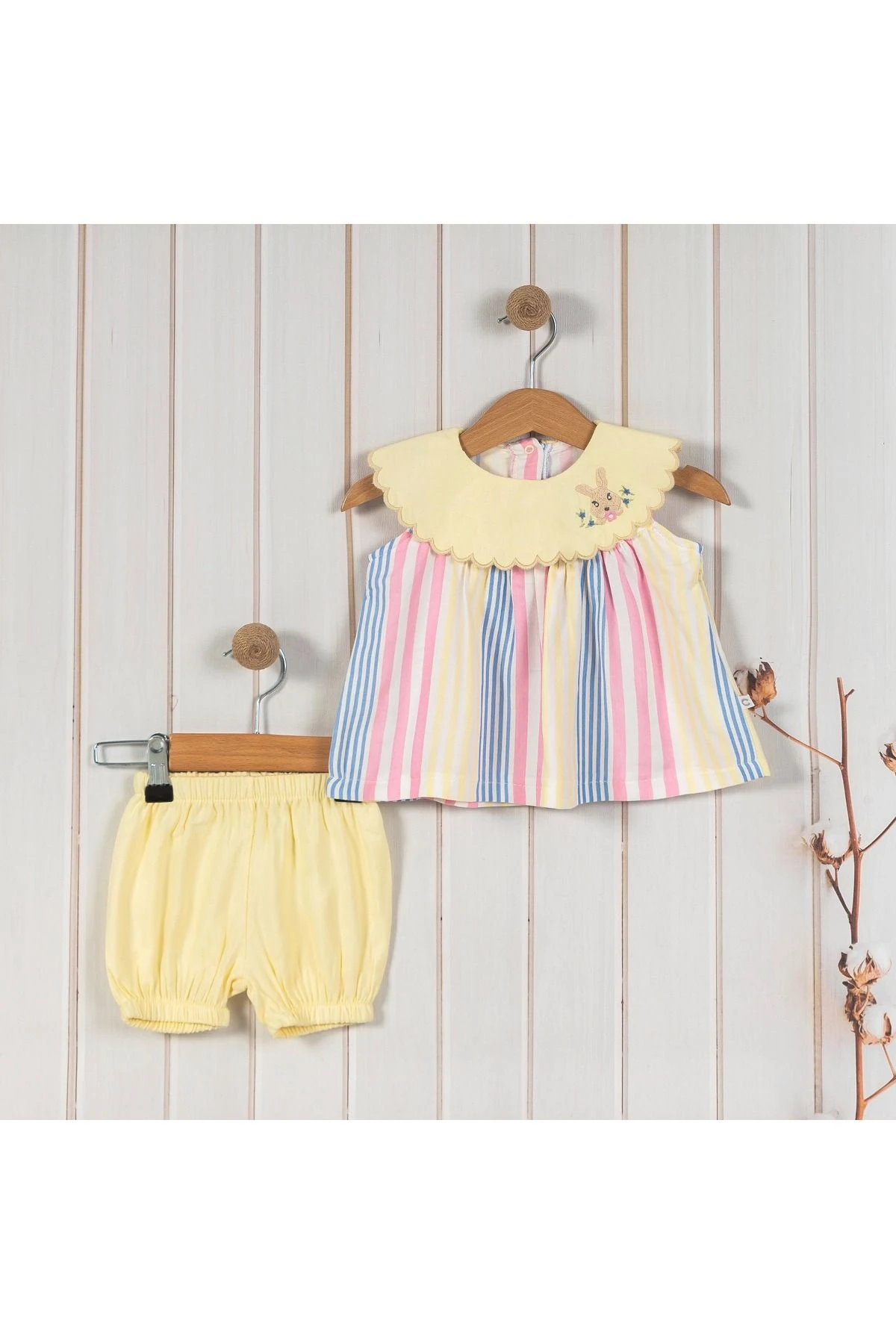 Megan Vintage Bebe Yaka Çizgili İkili Takım