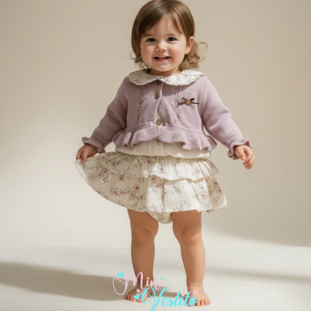 Fırfır Etekli Triko Hırkalı Bebe Yakalı Takım💖💖
