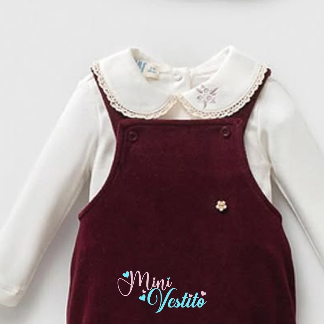 Mini Style Rachel Yakası İşleme Ve Dantelli Bordo Takım