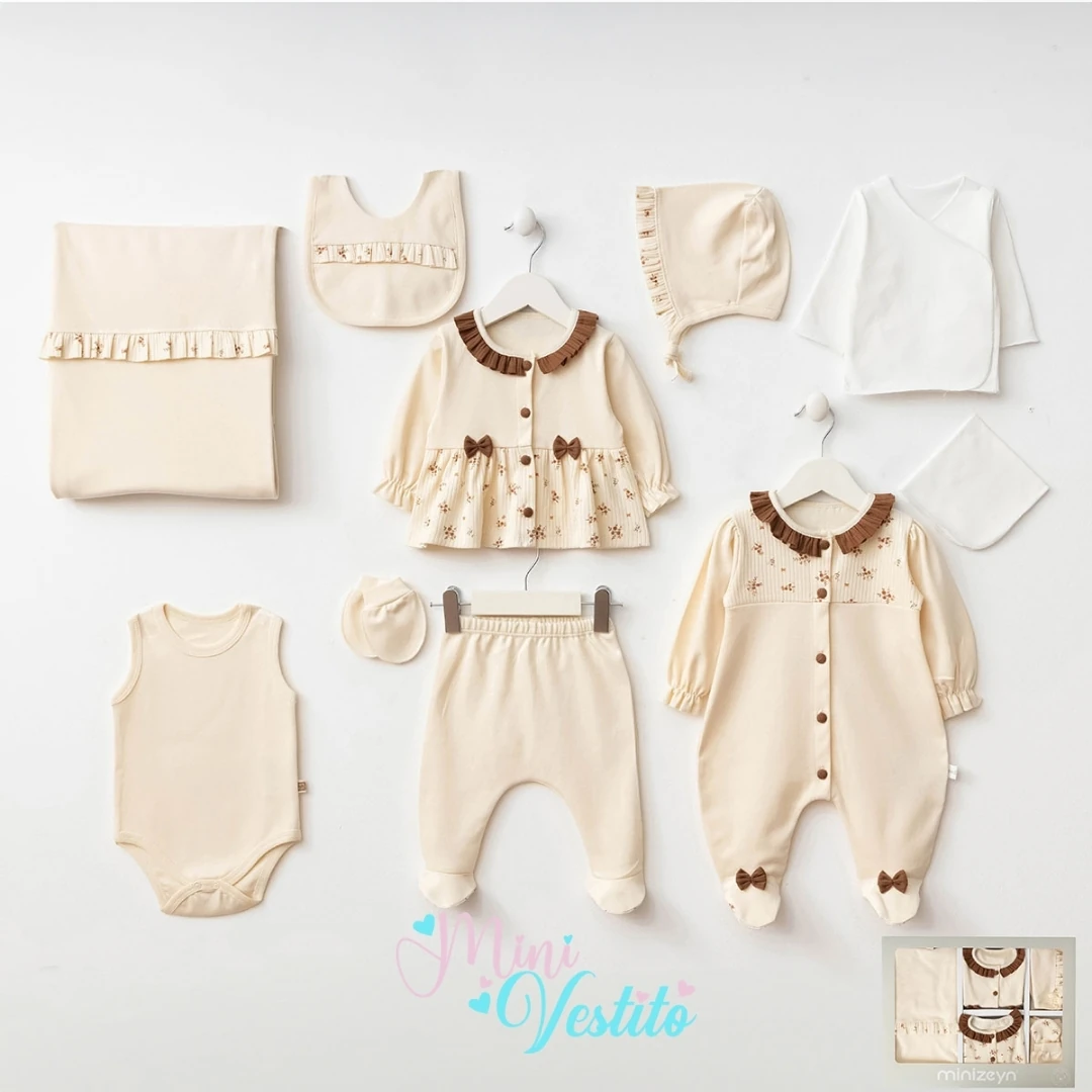 Emmanuel Çiçek Desenli Fiyonklu Lora Şapkalı 10 Lu Set