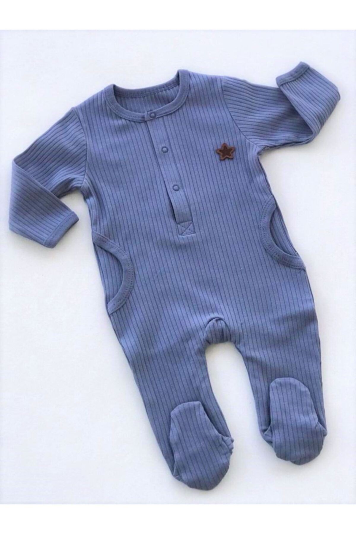 Baby Boss Sahte Cepli Ribana Kumaş Çıtçıtlı Tulum Indigo Mavi