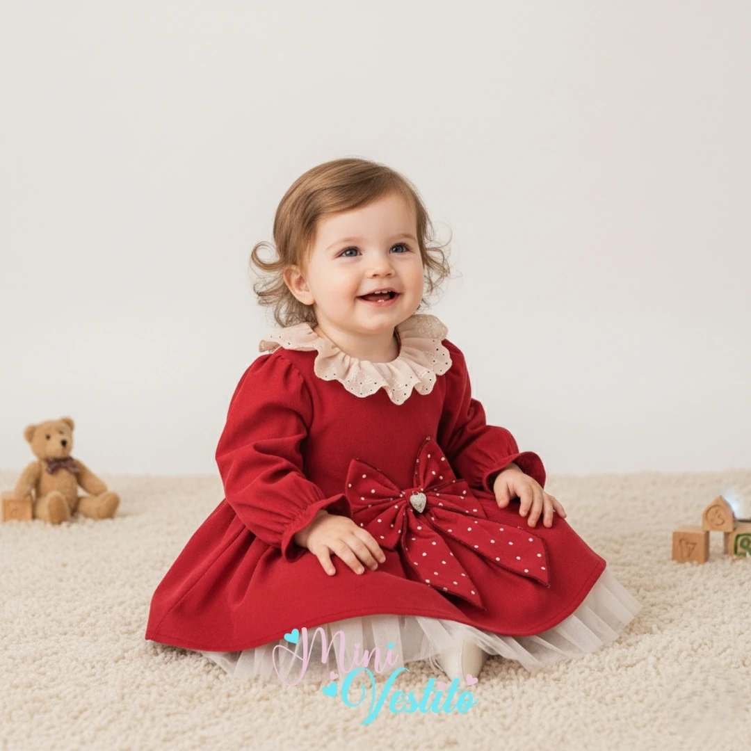 🌸 Papatya Yaka Kırmızı Mini Dress Elbise