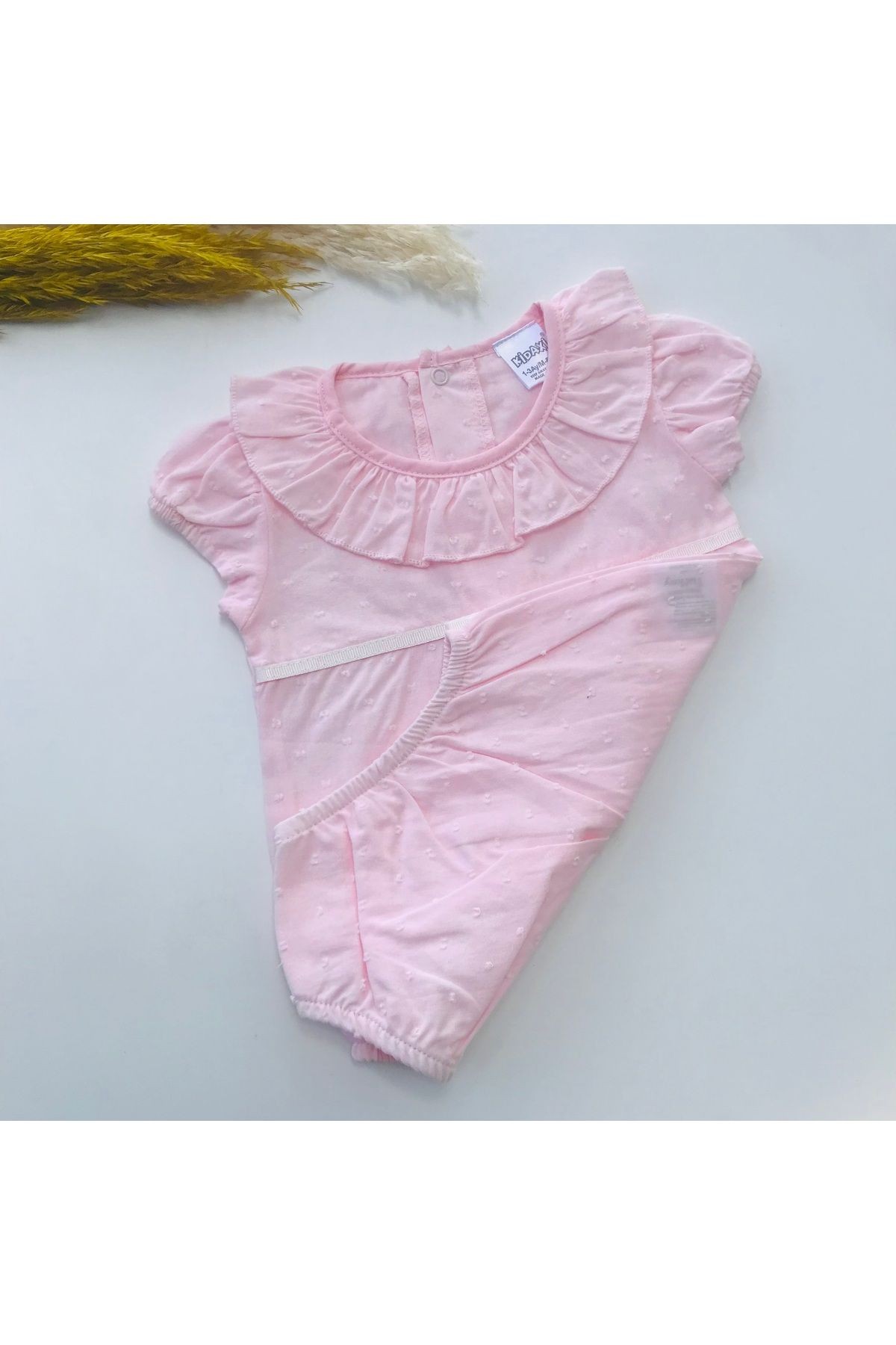 Tatum Pıtırcık Desenli Fırfırlı Vintage Yaka Çıtçıtlı Body Zıbın