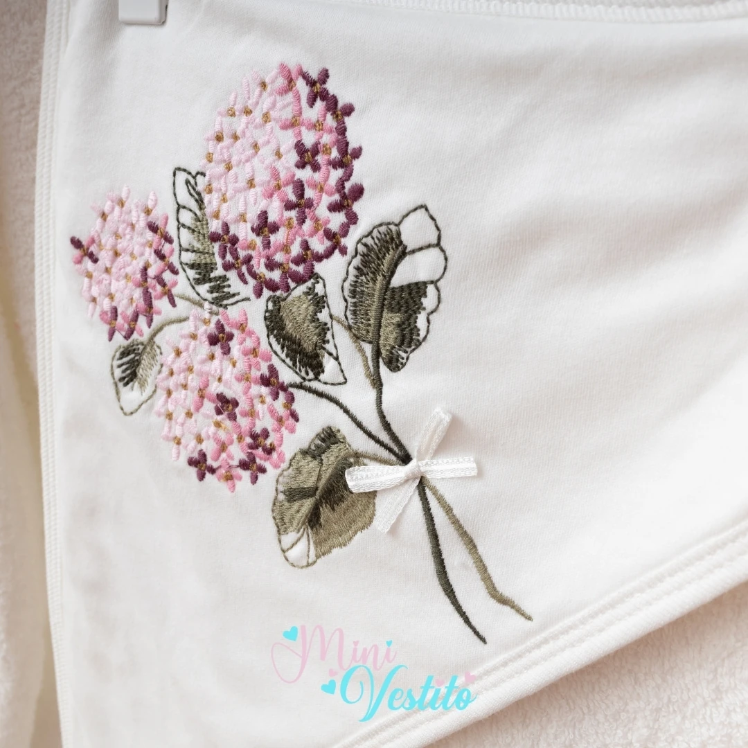 Ortanca Desenli Battaniyeli 4 Parça Bornoz Takımı