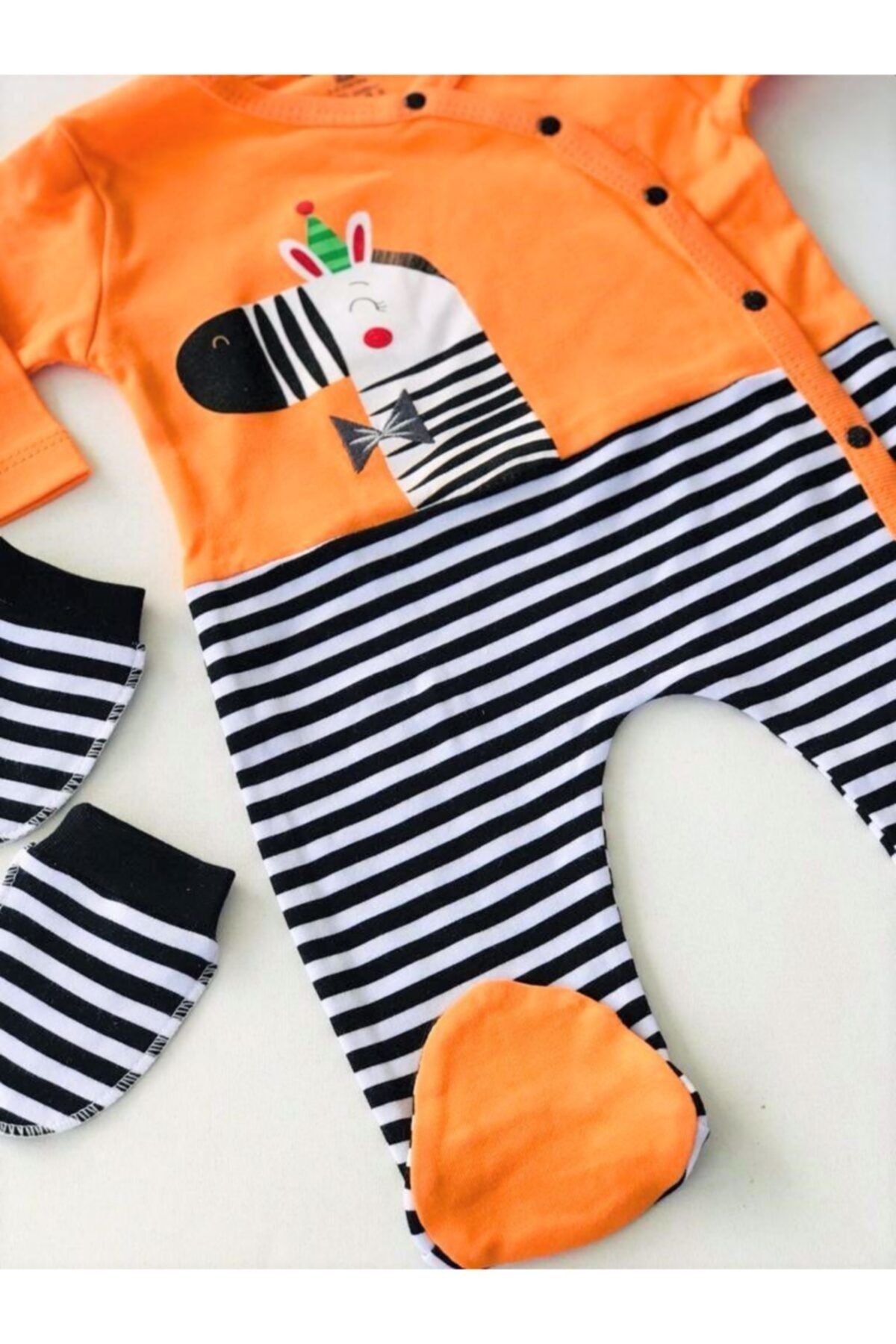 Unisex Turuncu Baby Boss Zebra Desenli 3lü Set