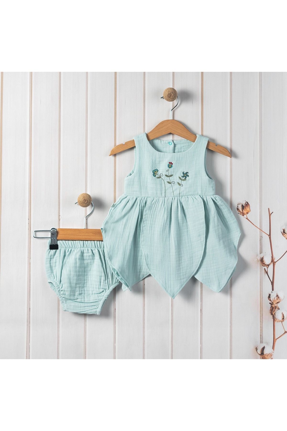 Ella % 100 Organik Muslin Nakışlı Peri Elbise