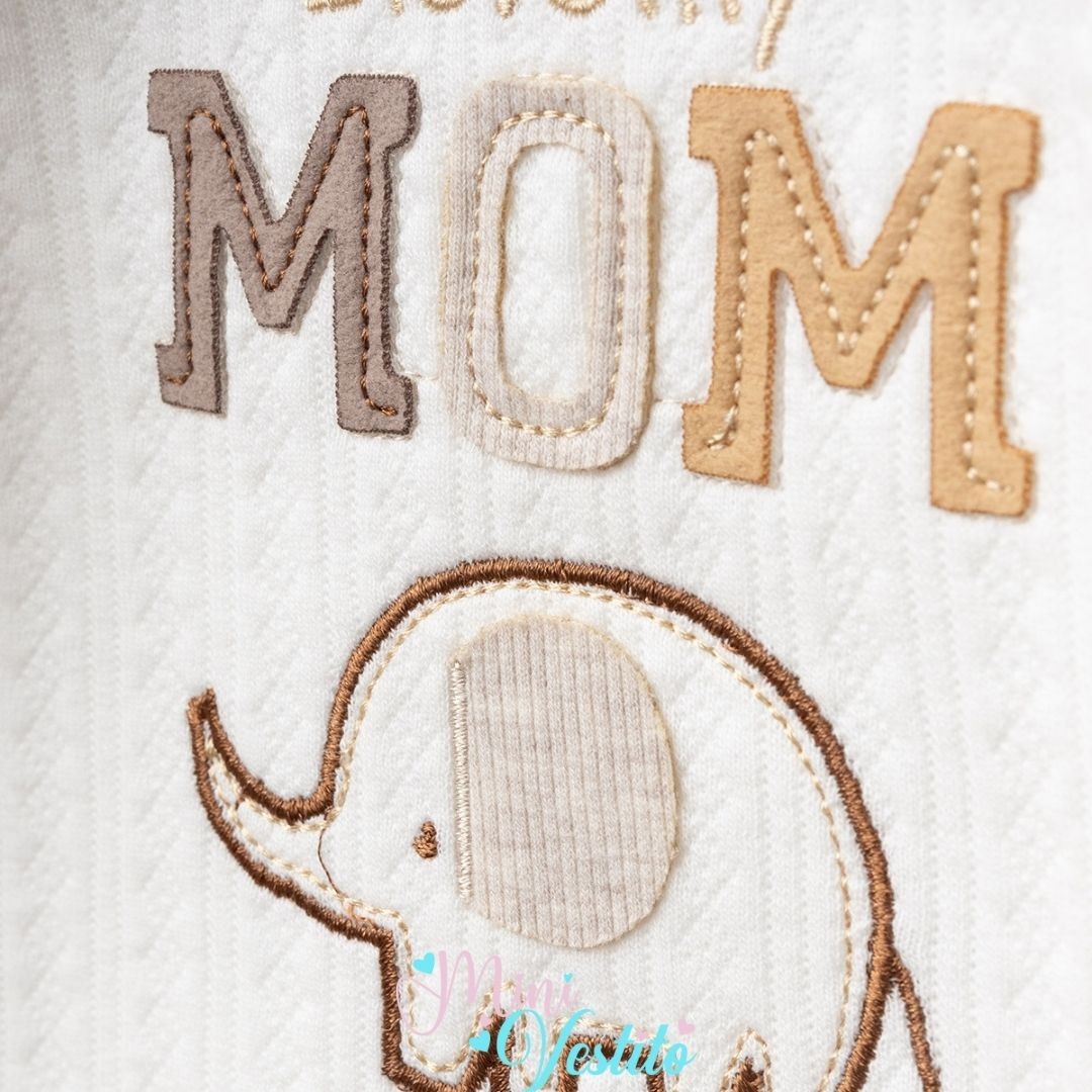 I Love My Mom Desenli Şanşlı Elephant Çıtçıtlı Tulum