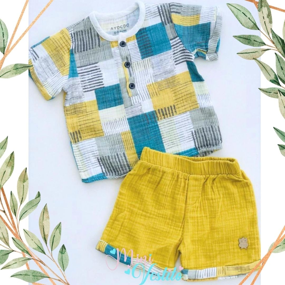 Benedict Organic Muslin Kareli Ikili Takım
