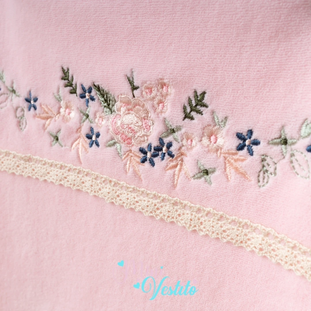 Sıra Çiçek Desenli % 100 Pamuk Kadife 5 Li Hastane Çıkışı