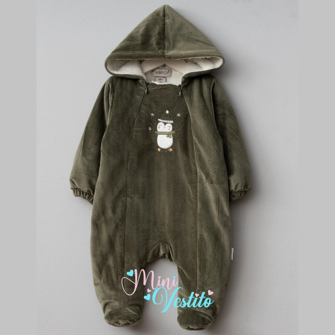 Penguen Armalı Kapuşonlu Çift Fermuarlı Kozmonot