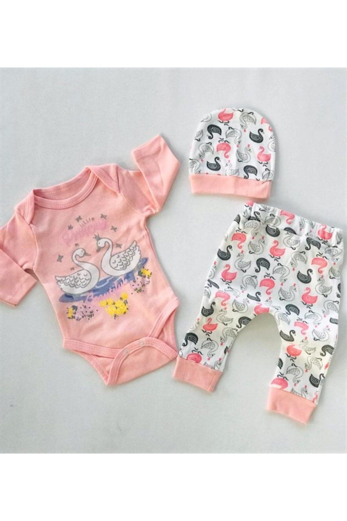 Kuğu Desenli 3 Lü Set Pudra