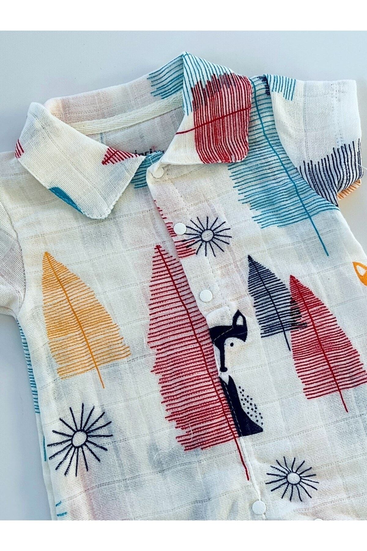 Ağaç Desenli Organic Muslin Barbatoz Tulum