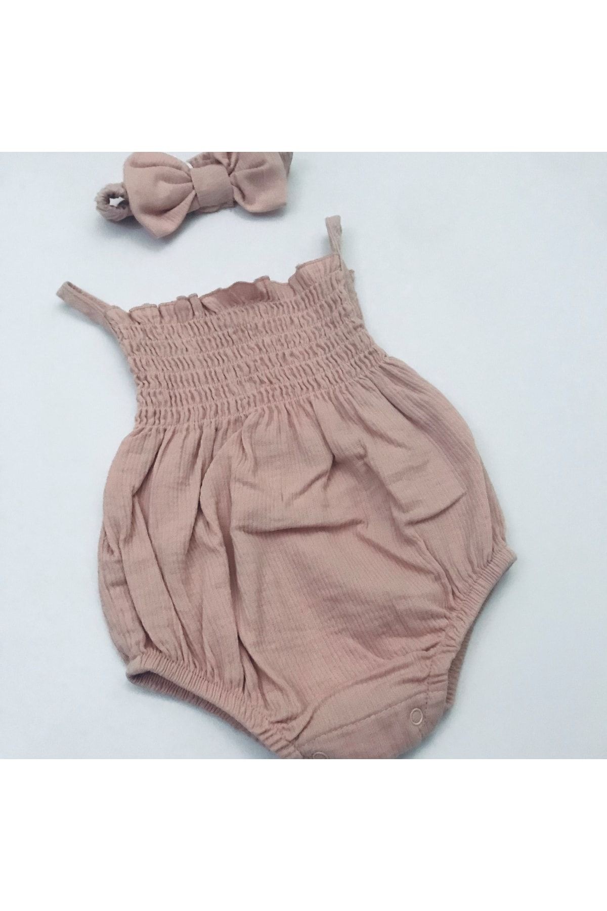 Rose Bandanalı Fitilli Muslin Ip Askılı Çıtçıtlı Elbise