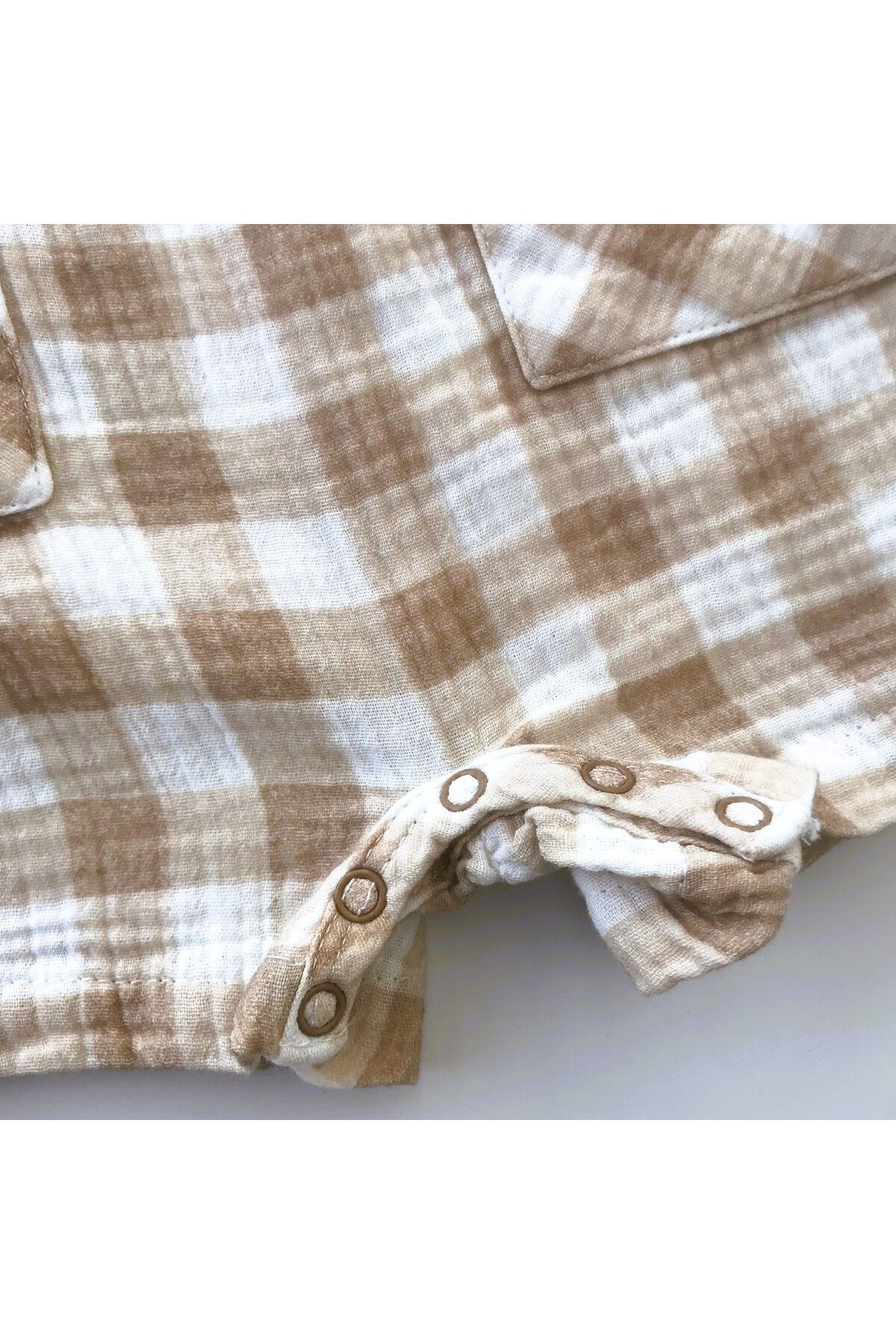 Chester % 100 Organik Muslin Ekose Kare Desenli Barbatoz Tulum