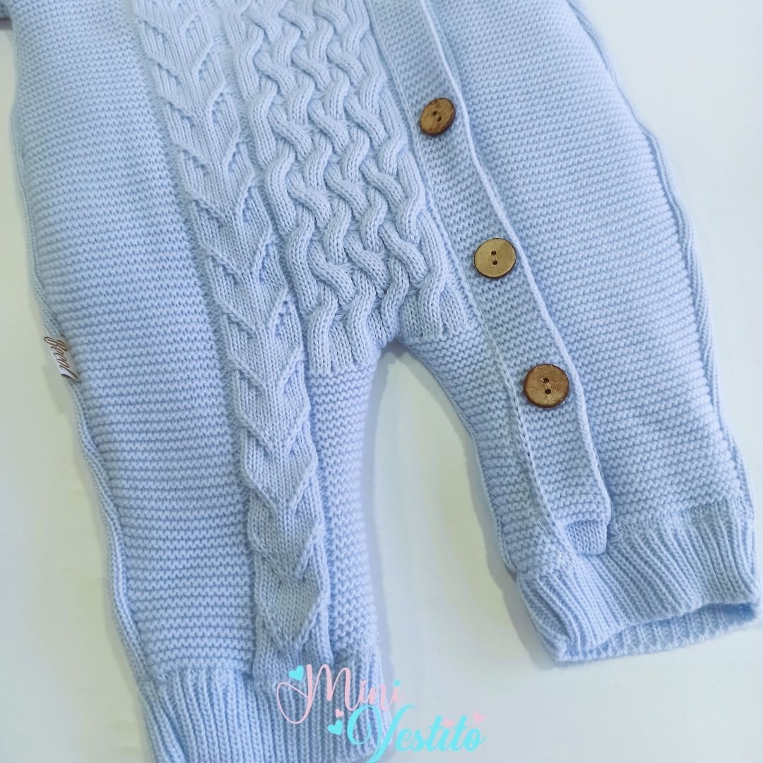 London İçi Peluşlu Kapuşonlu Yandan Düğmeli Triko Tulum