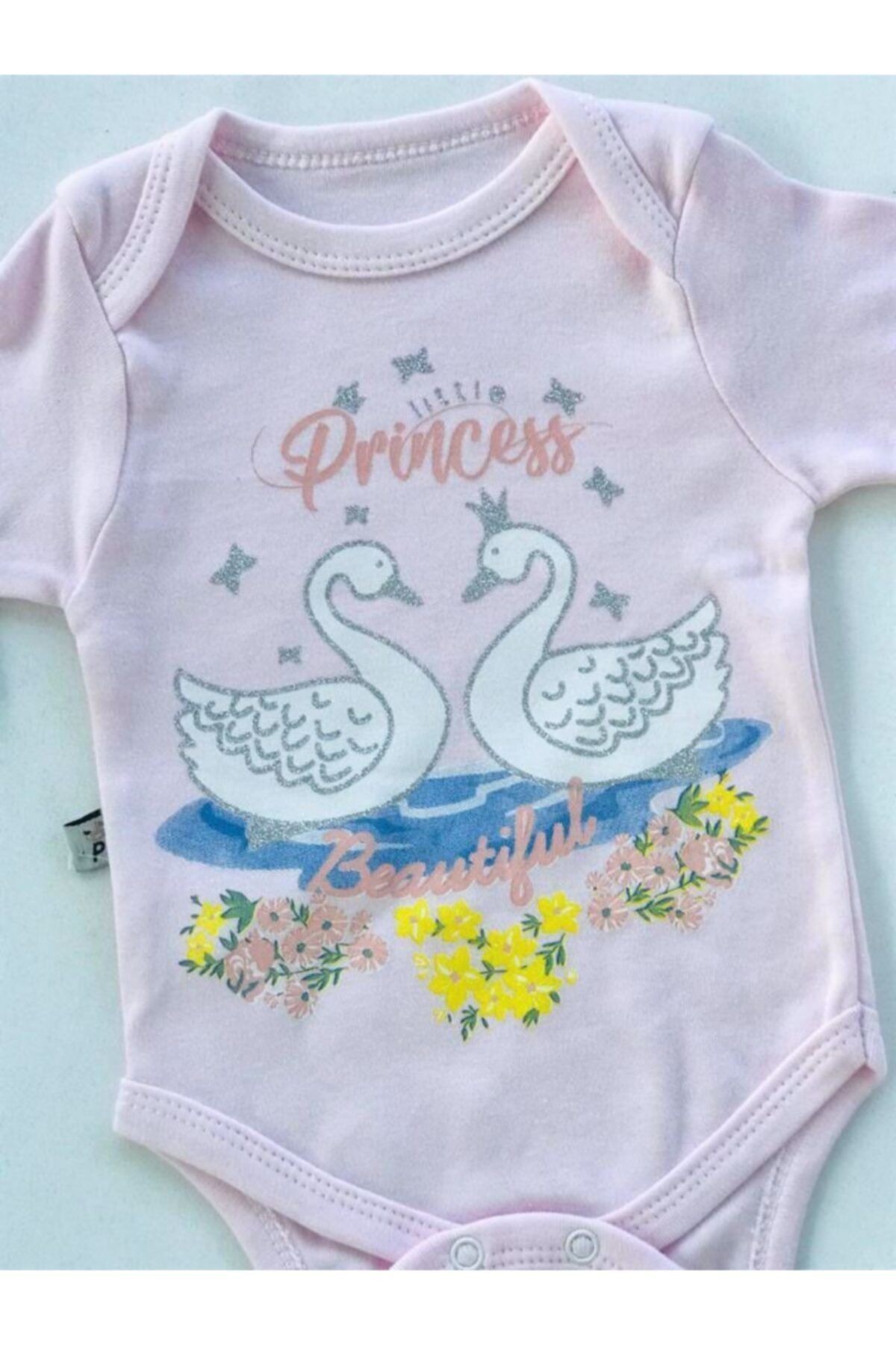 Bebek Pembe Kuğu Desenli Takım 3'lü