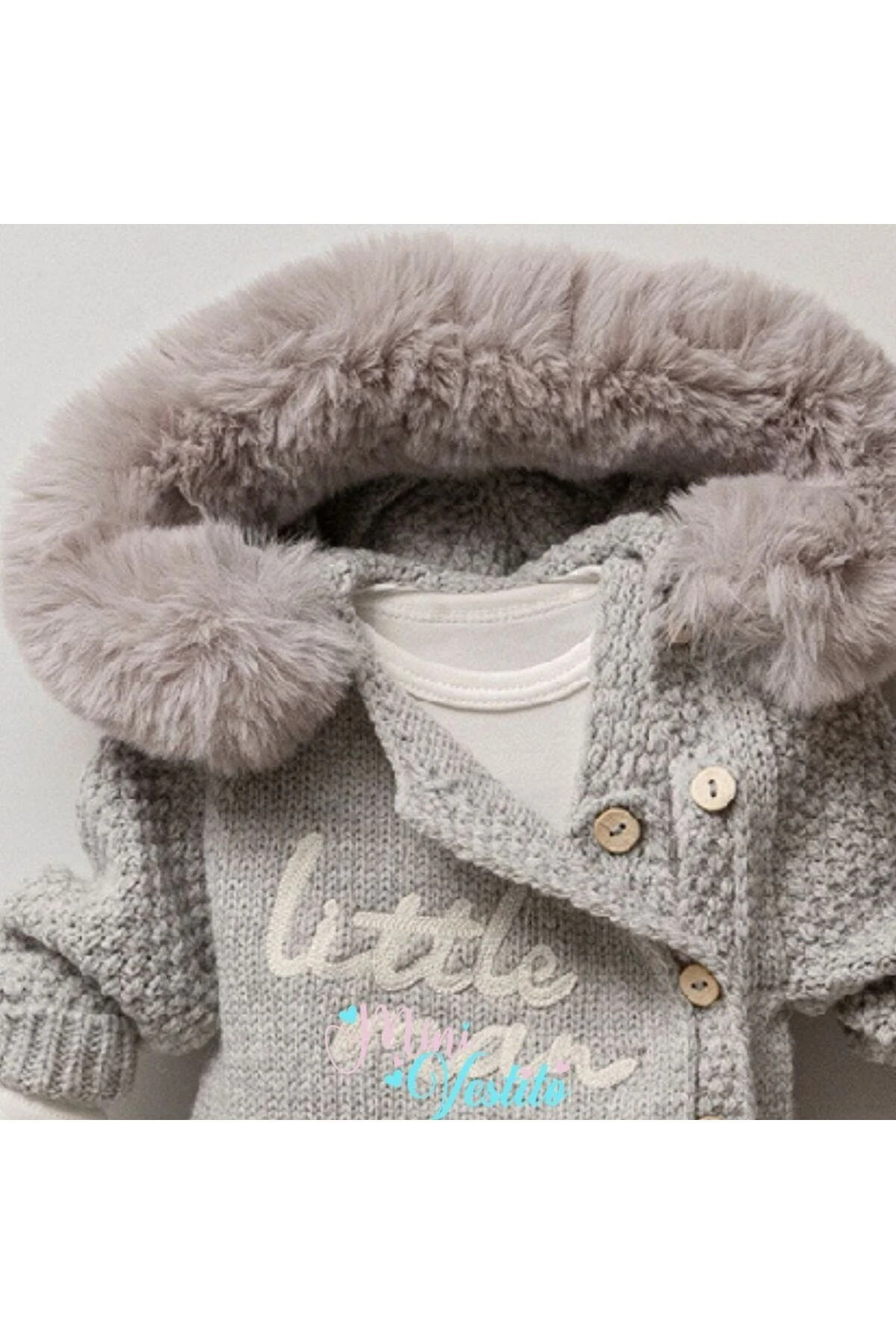 Little Man Kürklü Triko Takım  Pamuk