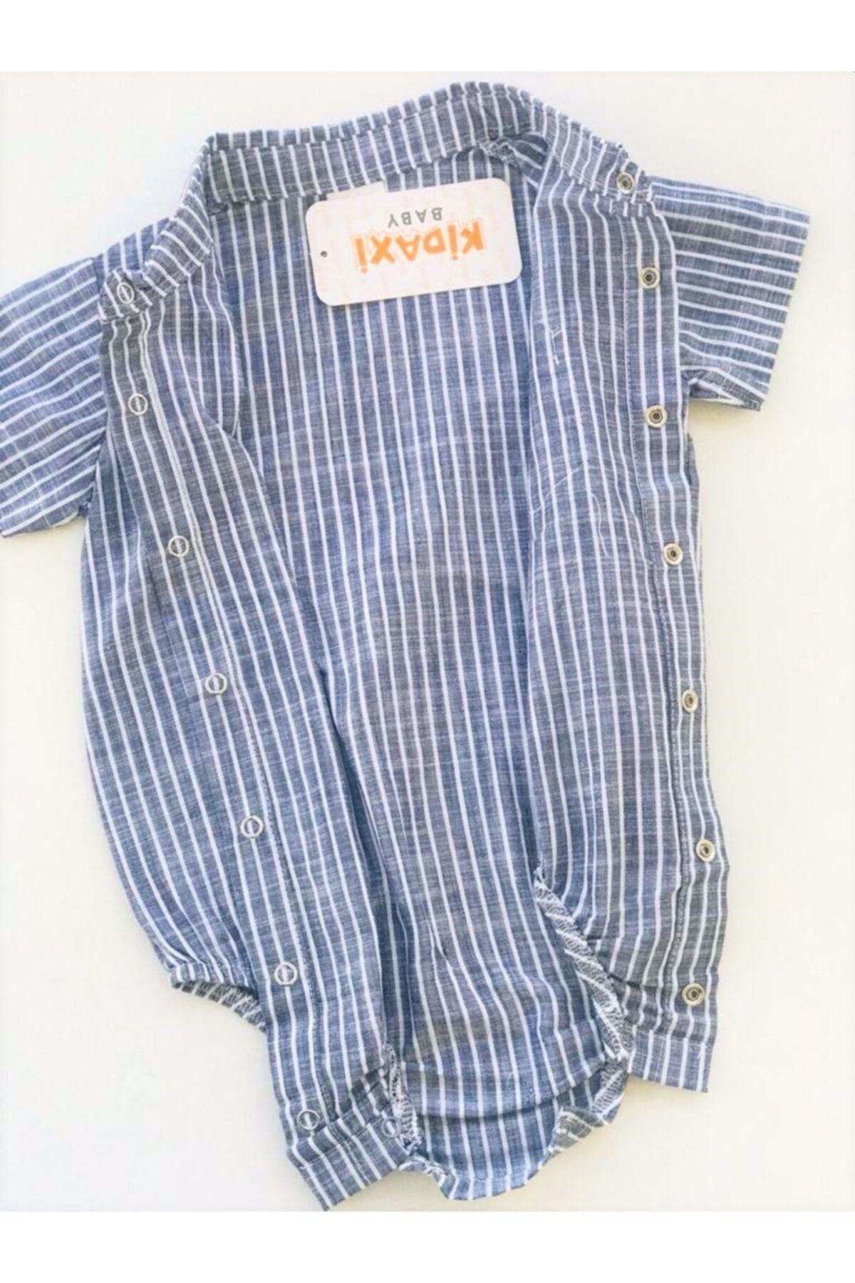 Erkek Bebek Baby Boss Yakalı Çizgili Komple Çıtçıtlı Gömlek