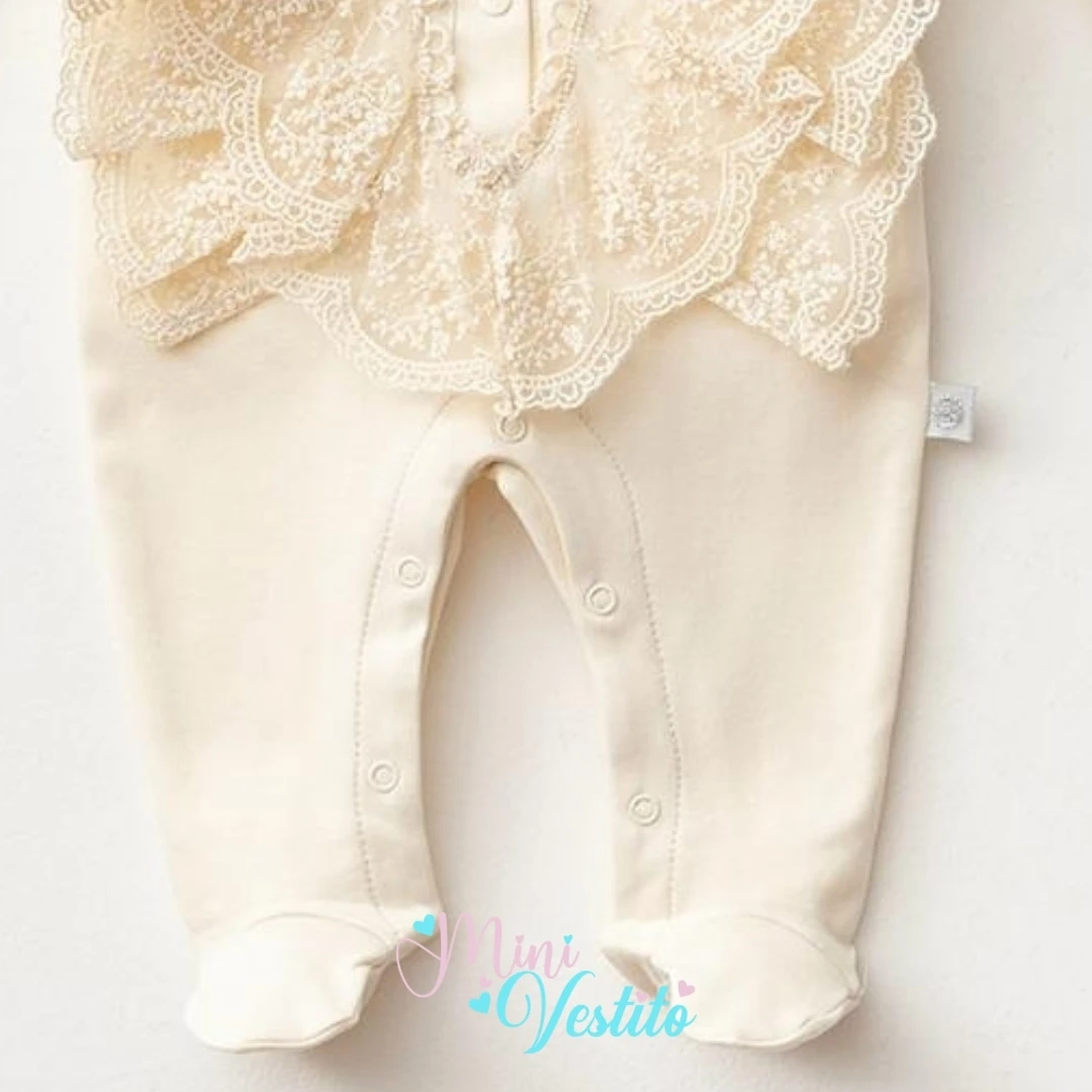 Full Dantelli V Yakalı Bandanalı Çıtçıtlı Tulum