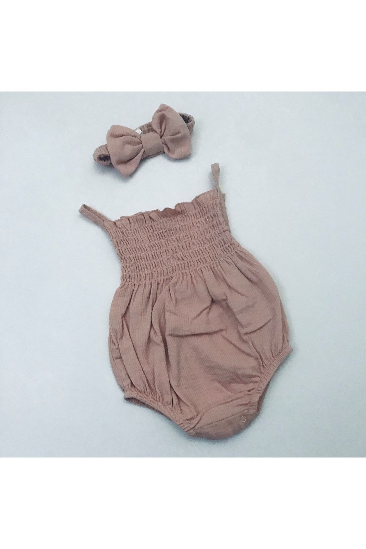 Rose Bandanalı Fitilli Muslin Ip Askılı Çıtçıtlı Elbise