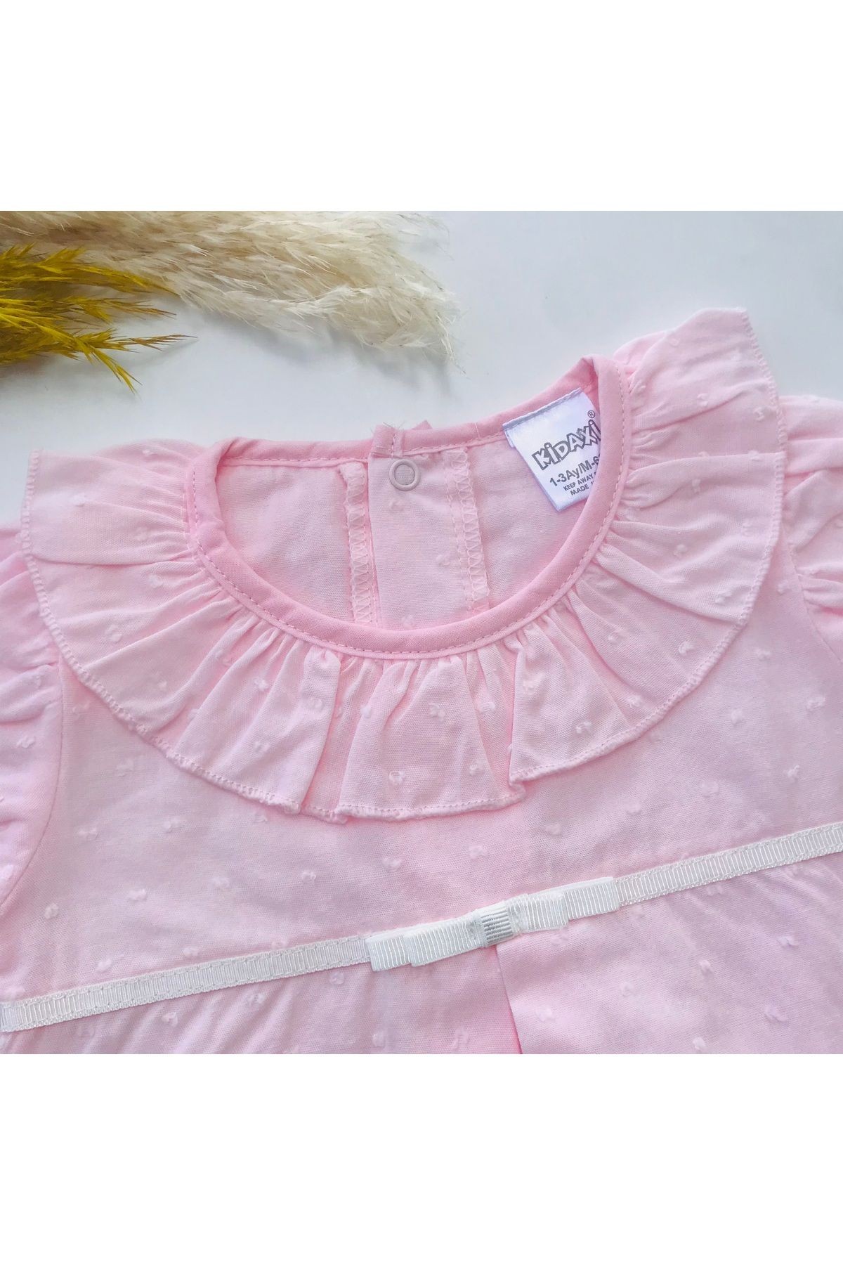Tatum Pıtırcık Desenli Fırfırlı Vintage Yaka Çıtçıtlı Body Zıbın
