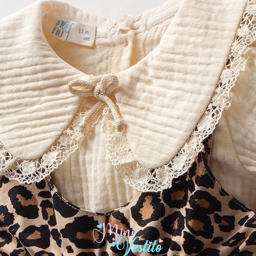 🐆 “Mini Diva” Leopar Askılı Tulum & Dantel Yakalı Bluz Takımı