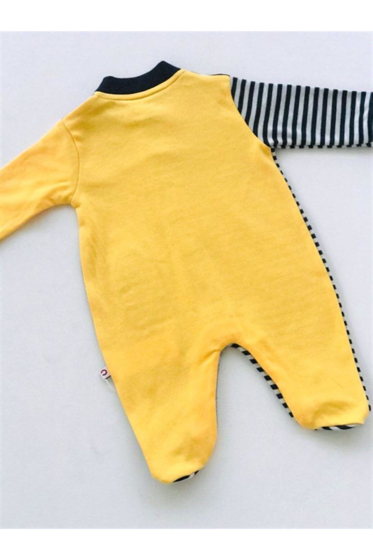 Bebek Sarı Baby Boss Balık Desenli Önden Çıtçıtlı Tulum