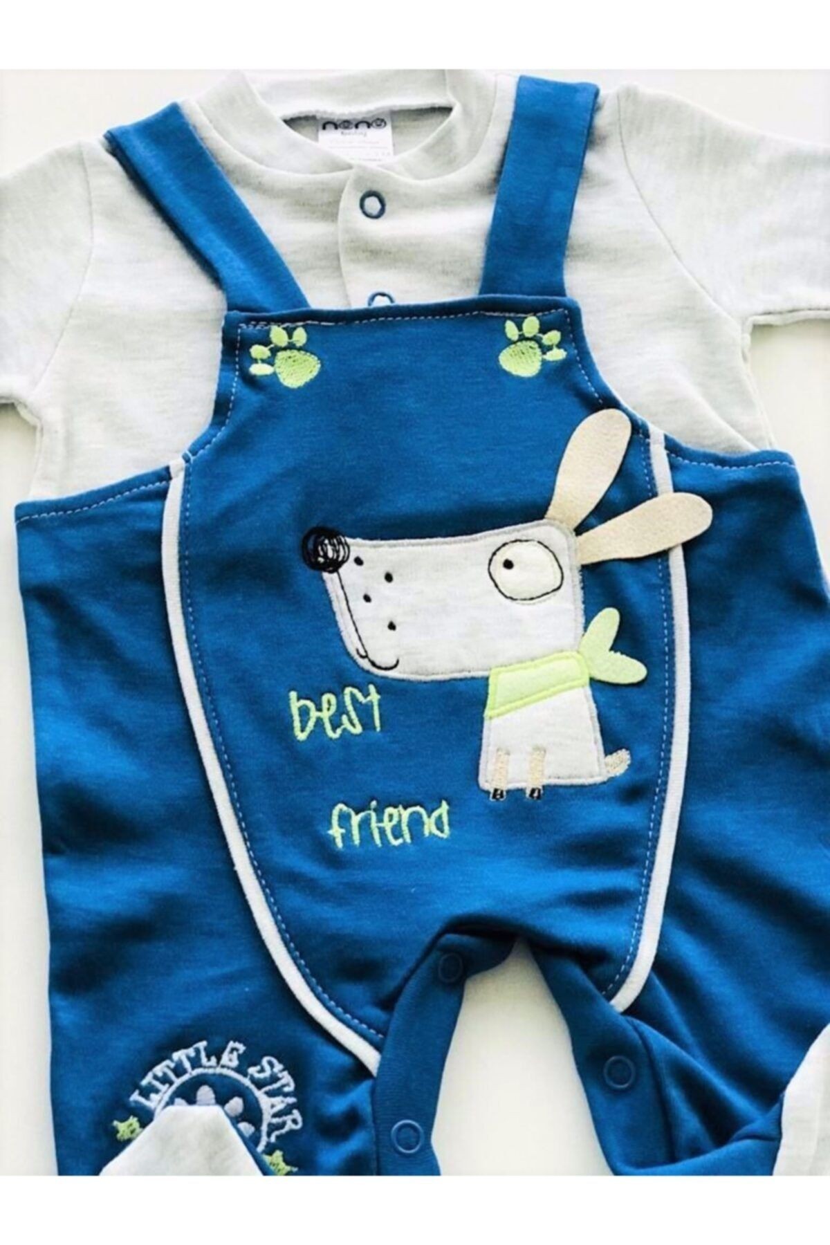 Erkek Bebek Mavi Desenli Salopet