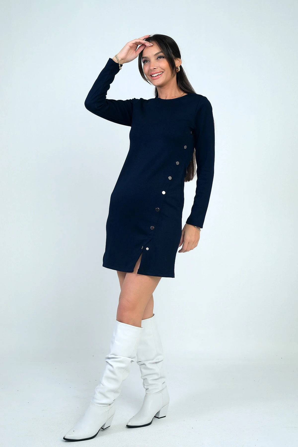 Kadın Çıtçıtlı Kısa Elbise