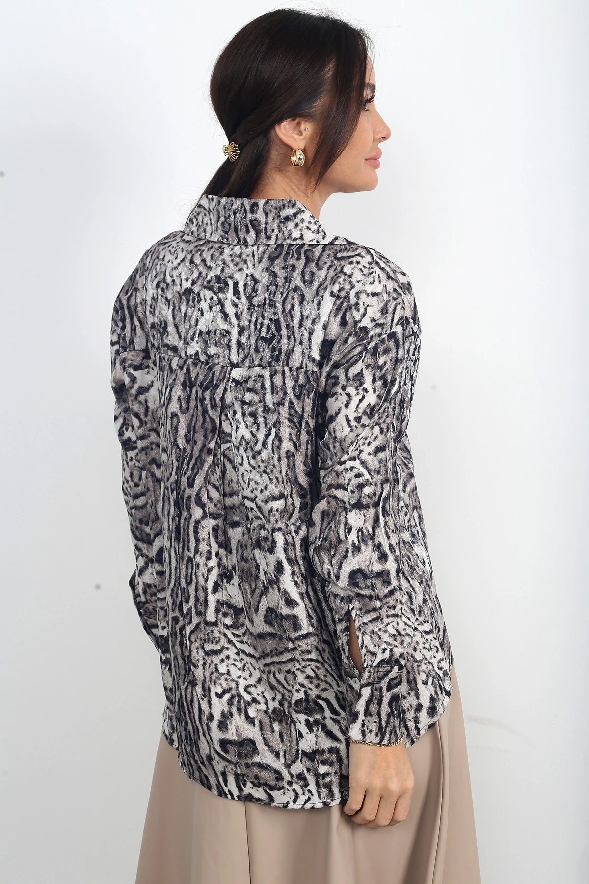 Kadın Uzun Kollu Desenli Gömlek